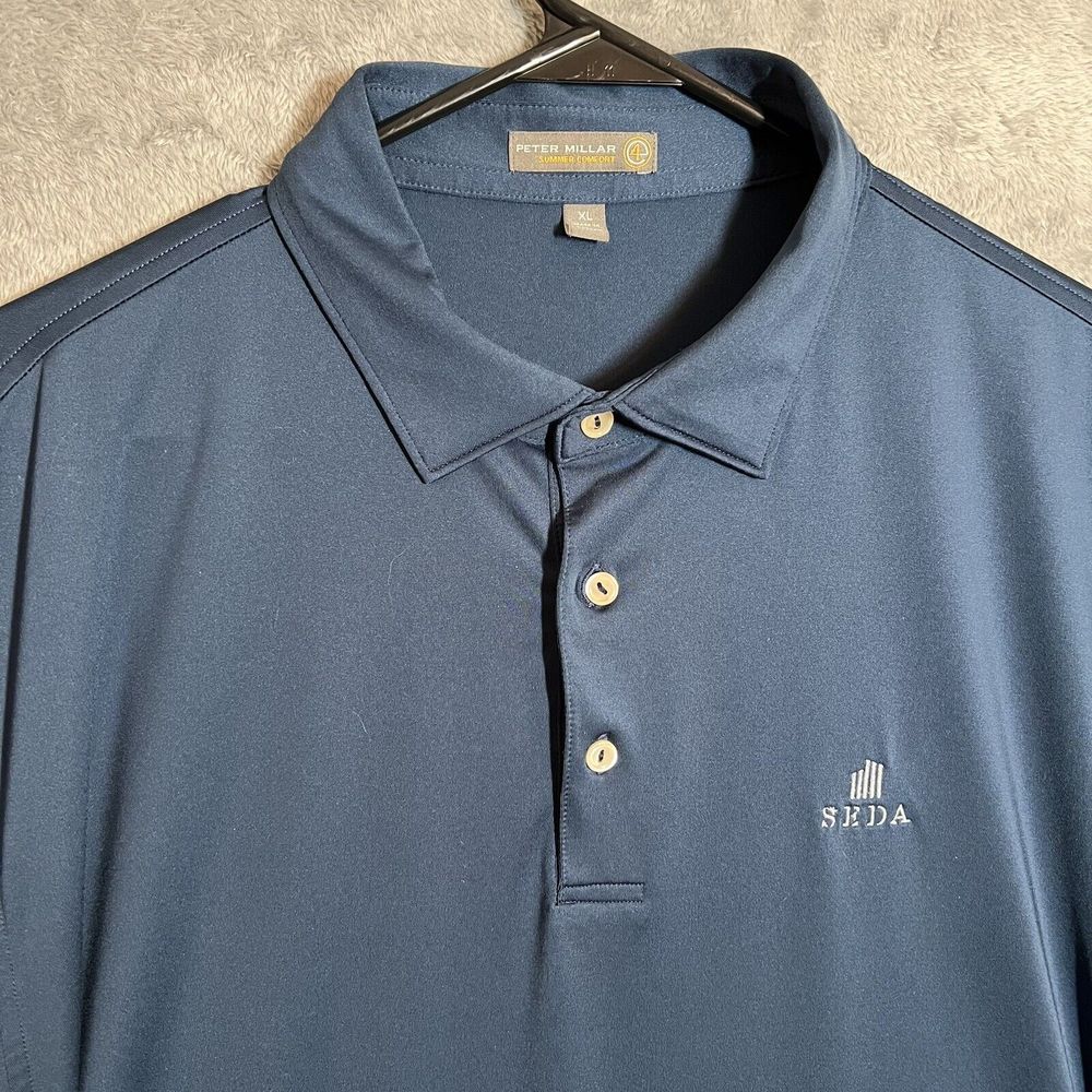 Peter Millar Summer‎ Comfort Men's XL Polo Golf Shirt Performance Stretch Blue